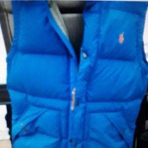 Blue Ralph lauren hooded,bubble vest